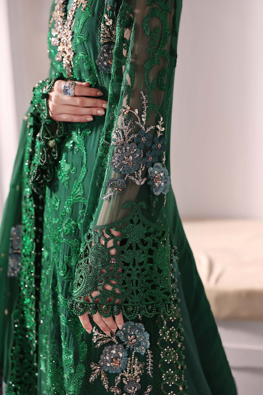 3 Piece Embroidered Chiffon Suit | BD-3008