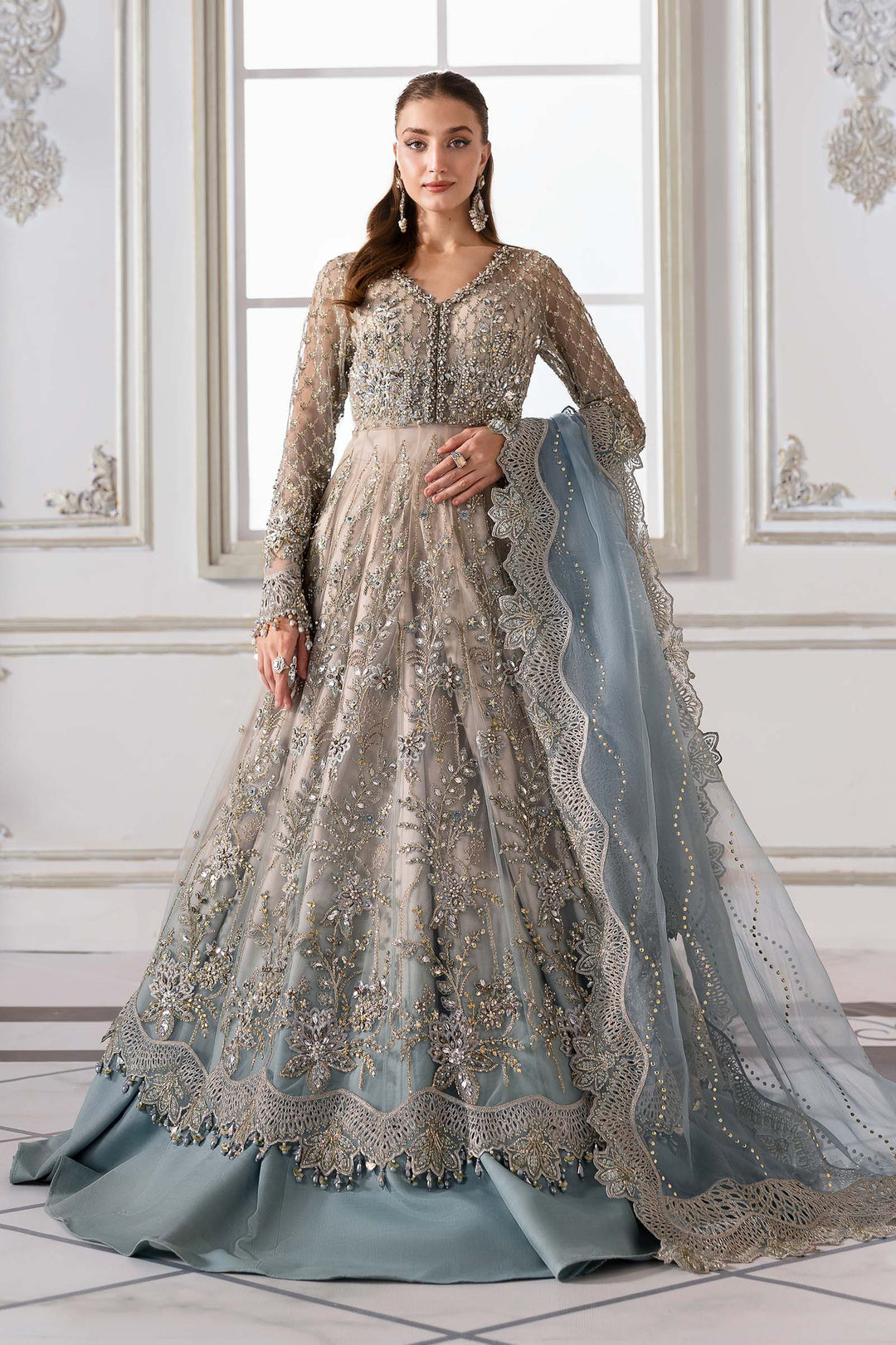 3 Piece Embroidered Net Suit | BD-3002
