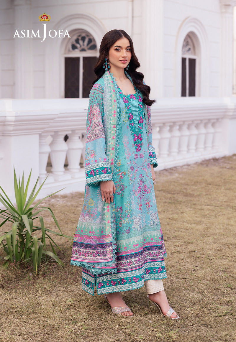 AJRS-04 PRINTED EMBROIDERED RAW SILK 3 PCS
