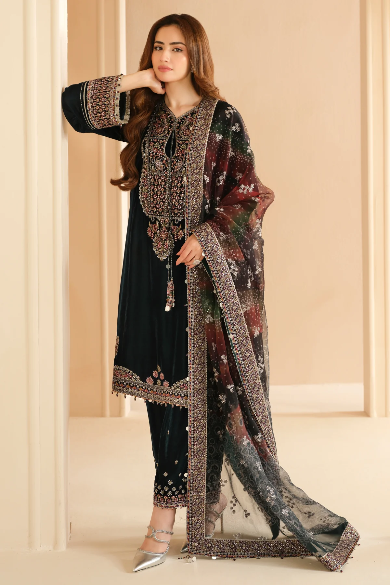 EMBROIDERED VELVET FORMAL VF-2039