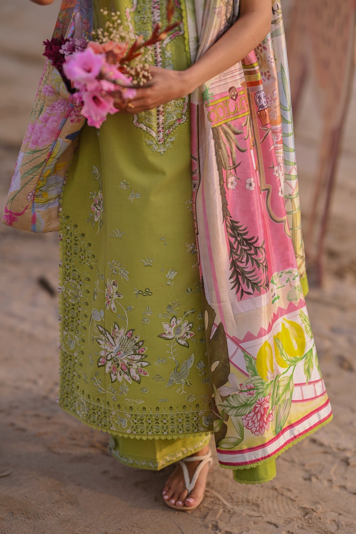 KIWI GREEN LUXURY EMBROIDERED LUXURY LAWN SET (NEL-26608) LUXURY LAWN X EID 2026