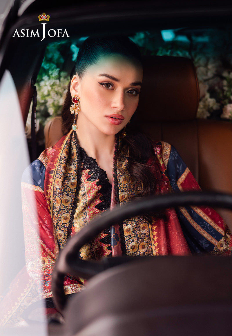 AJRS-05 PRINTED EMBROIDERED BLENDED SILK 3 PCS