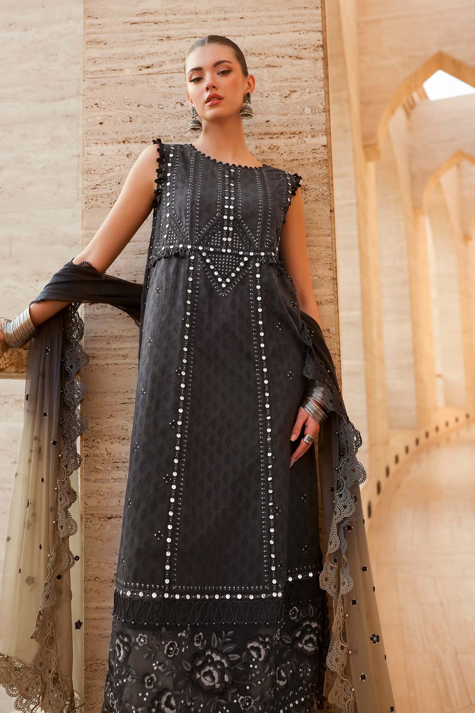 Embroidered Jacquard Lawn Suit