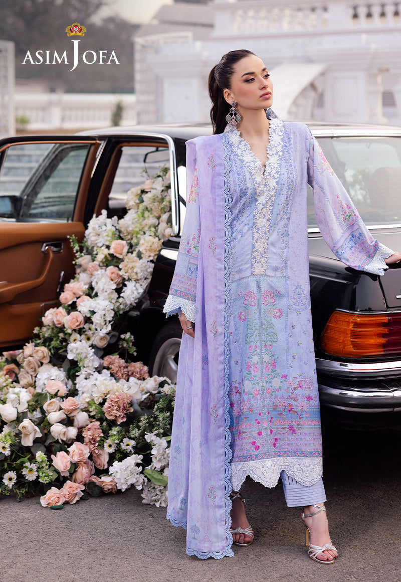 AJRS-08 PRINTED EMBROIDERED RAW SILK 3 PCS