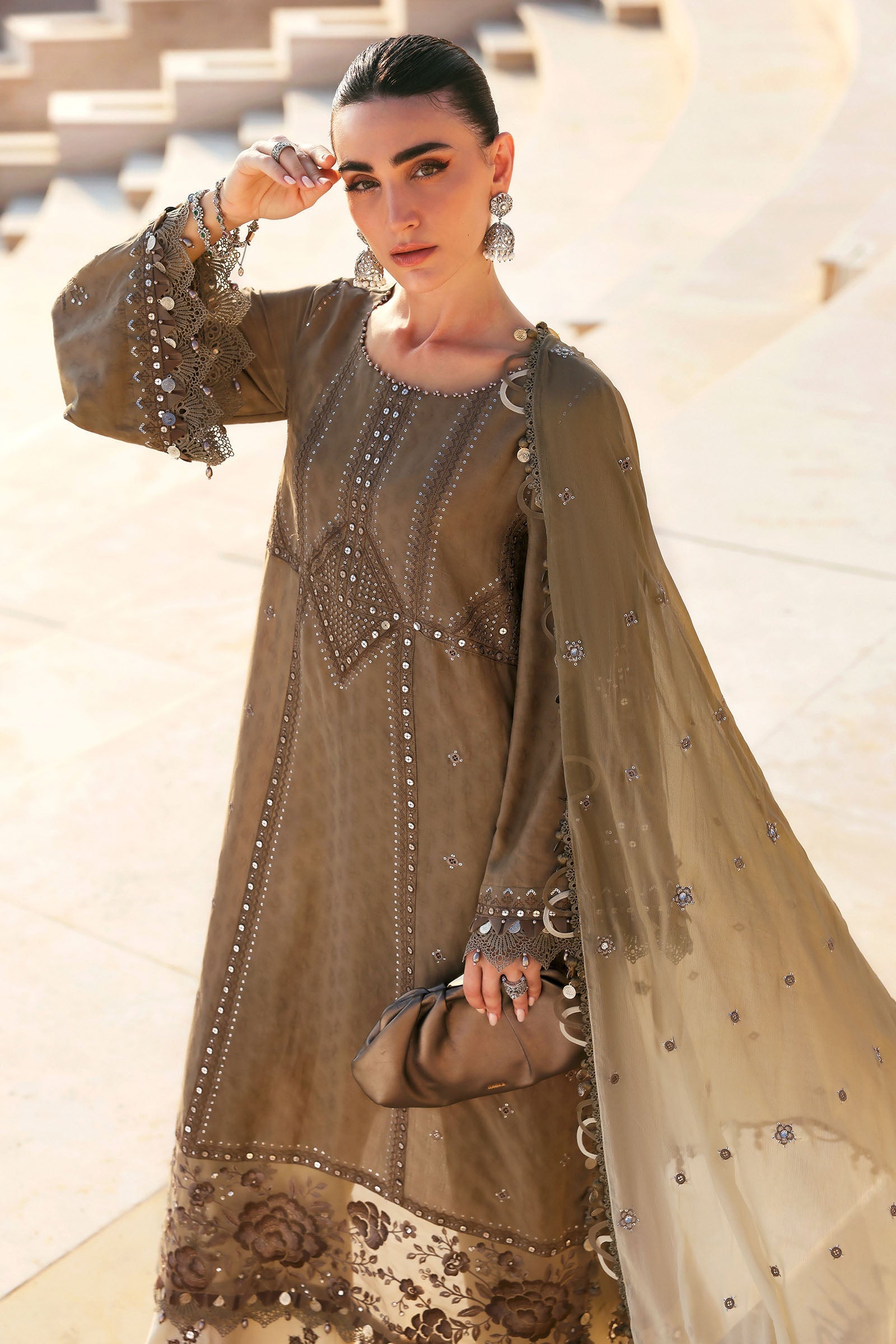 Embroidered Jacquard Lawn Suit