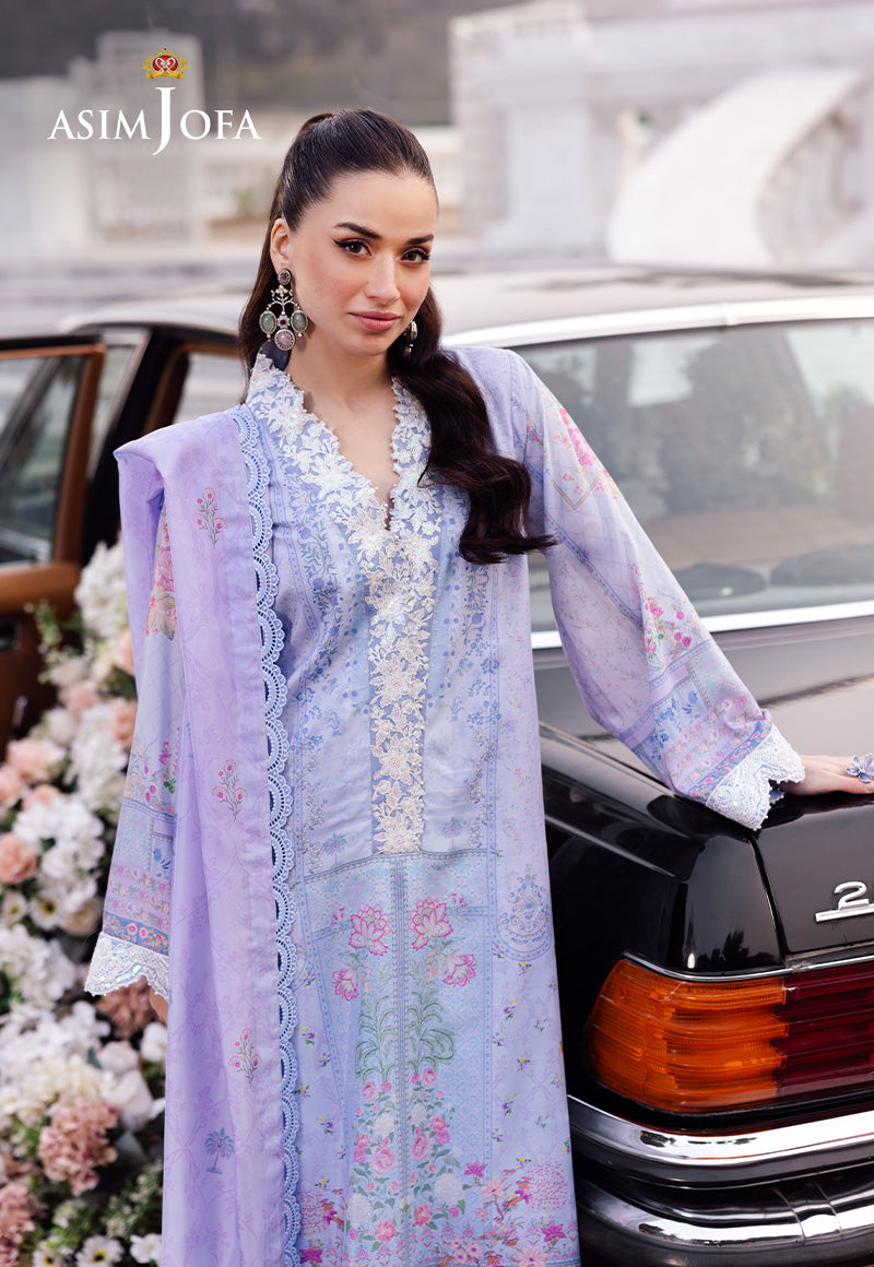 AJRS-08 PRINTED EMBROIDERED RAW SILK 3 PCS