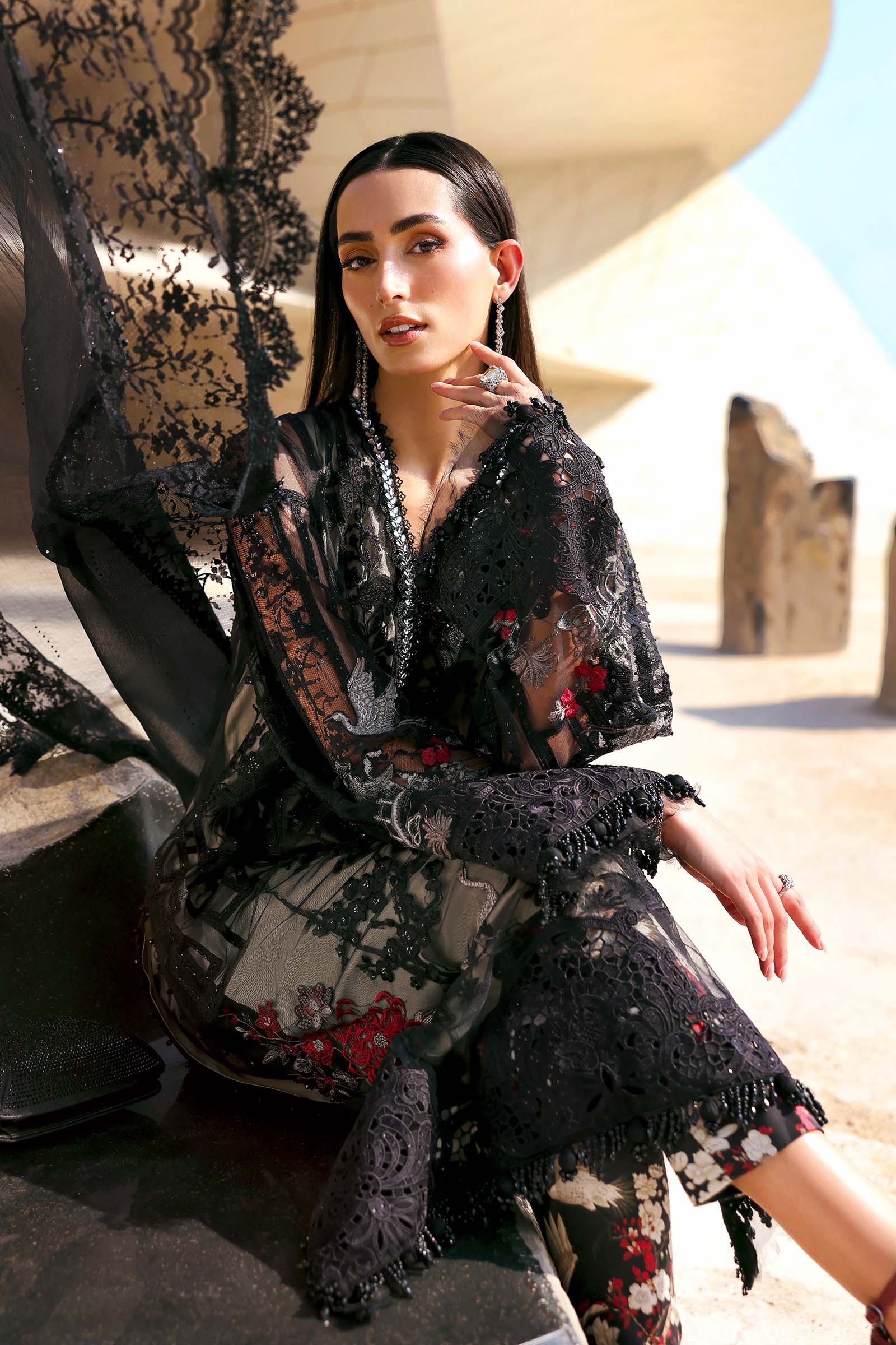 Embroidered Net Suit