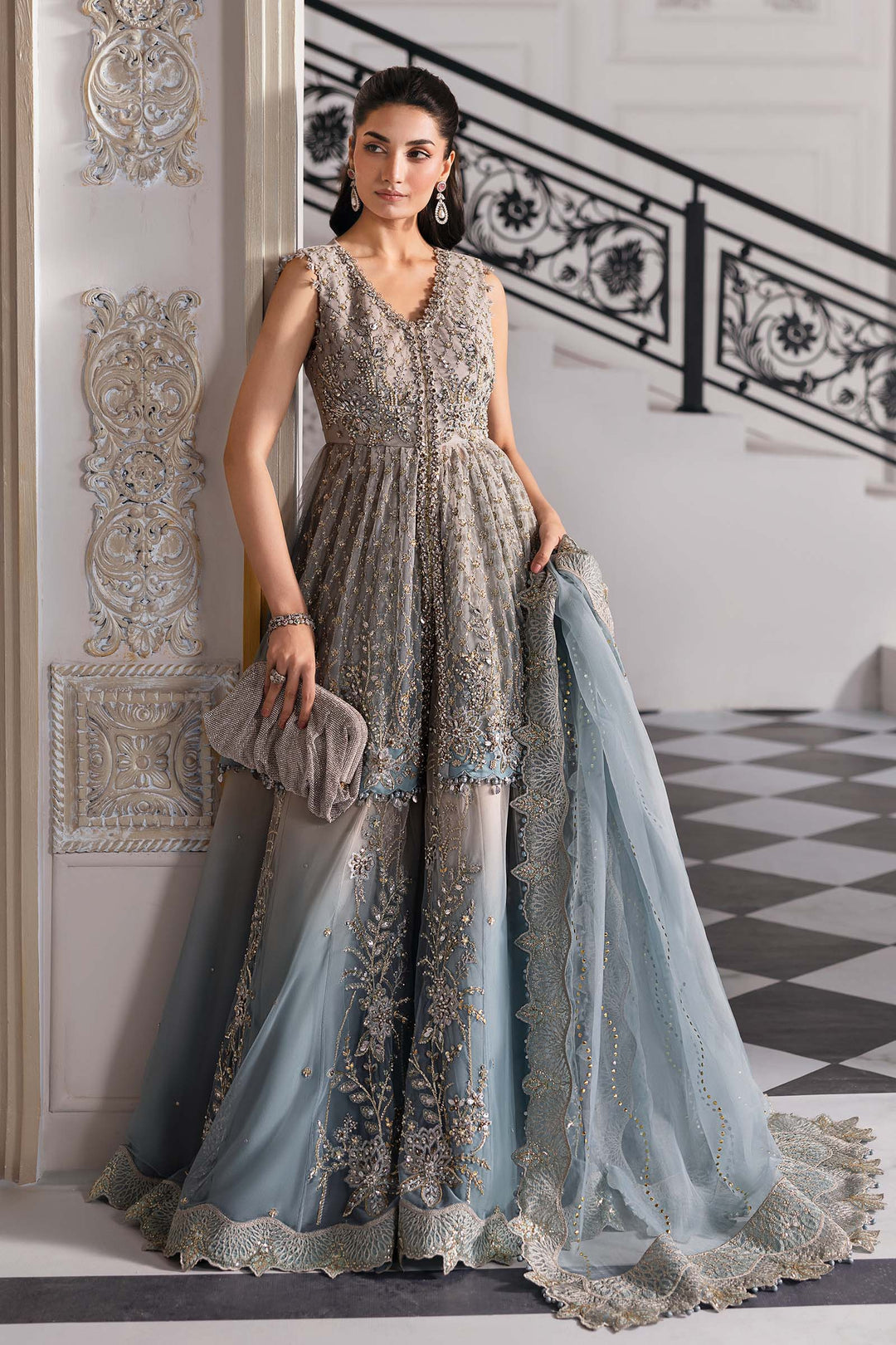 3 Piece Embroidered Net Suit | BD-3002