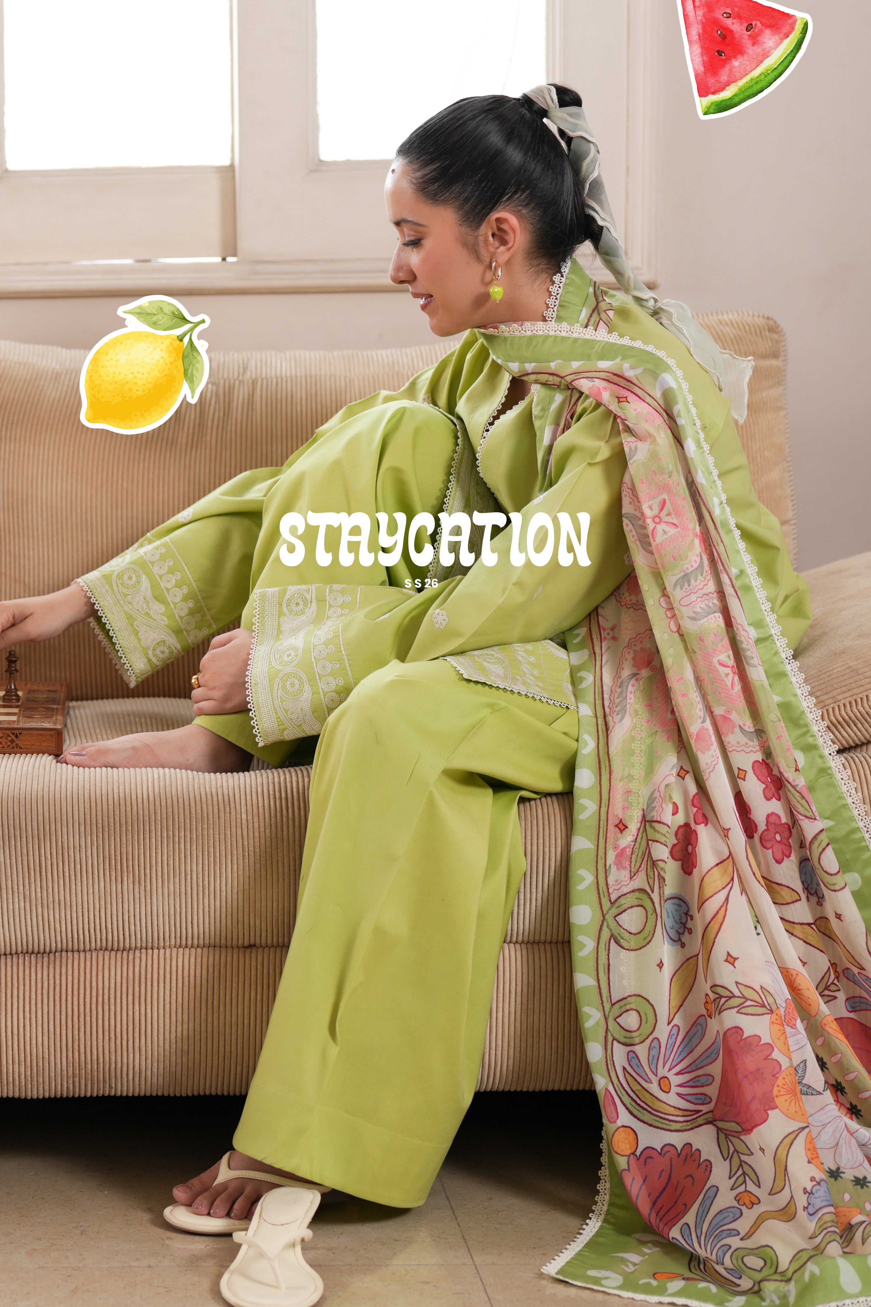 MATCHA LUXURY LAWN 3PCS SET (NPA3-26436) - READY TO WEAR STAYCATION 2026