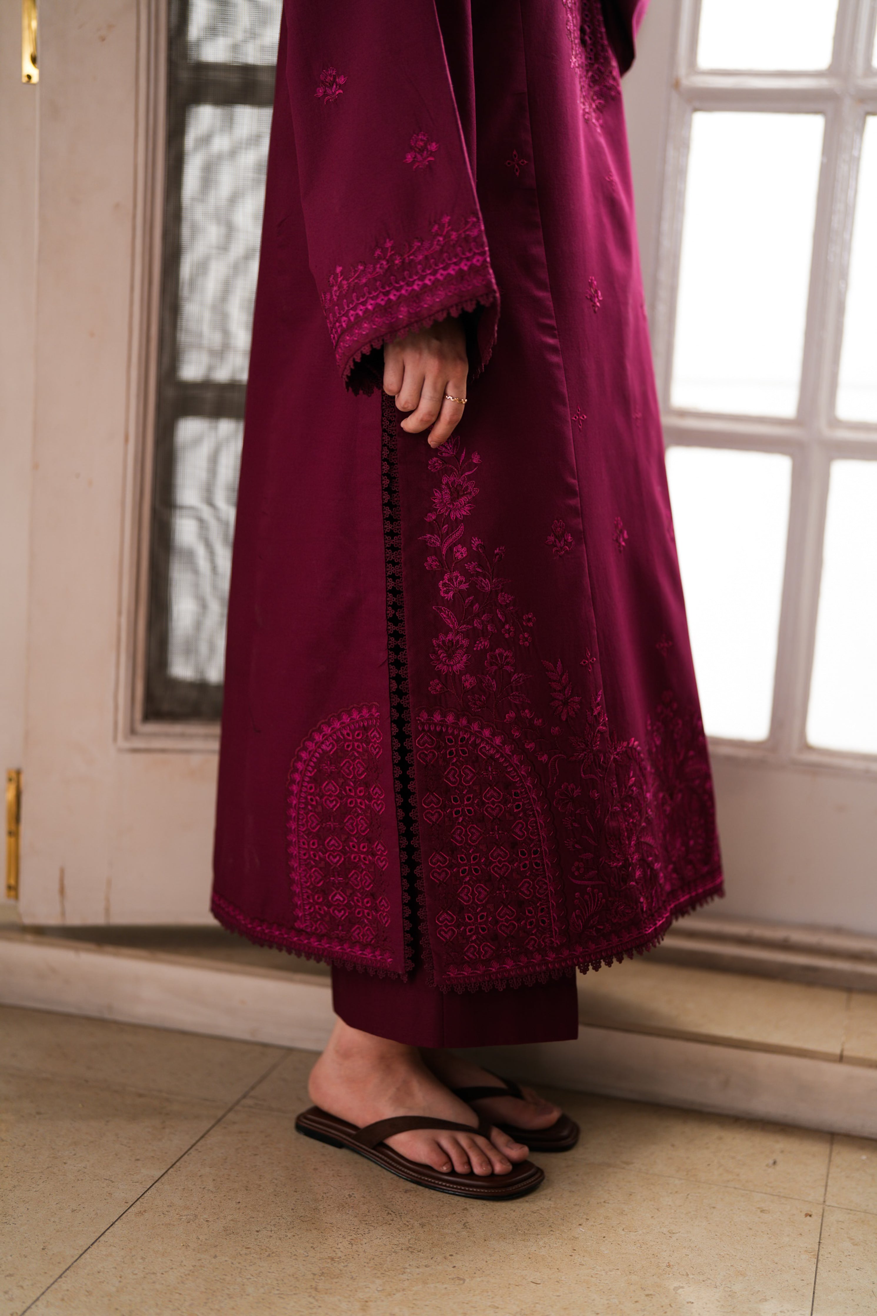 BURGUNDY LUXURY EMBROIDERED LAWN 2PCS SET (NPA2-26301) - READY TO WEAR STAYCATION 2026