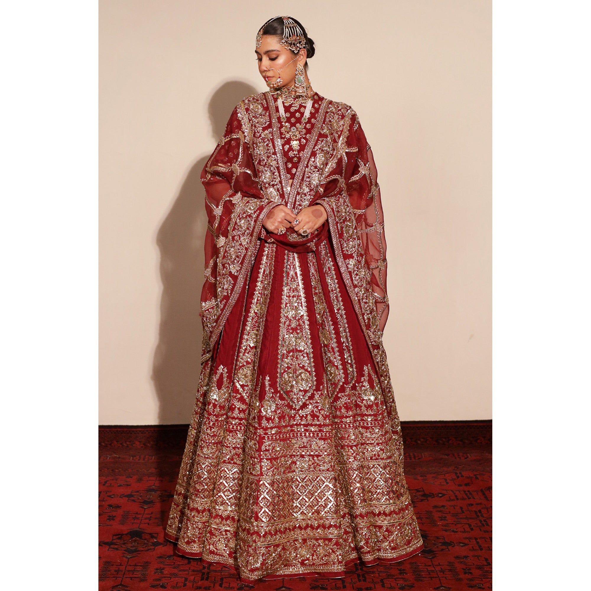 DEEP RED BRIDAL LEHNGA CHOLI | BRIDAL | DYOT