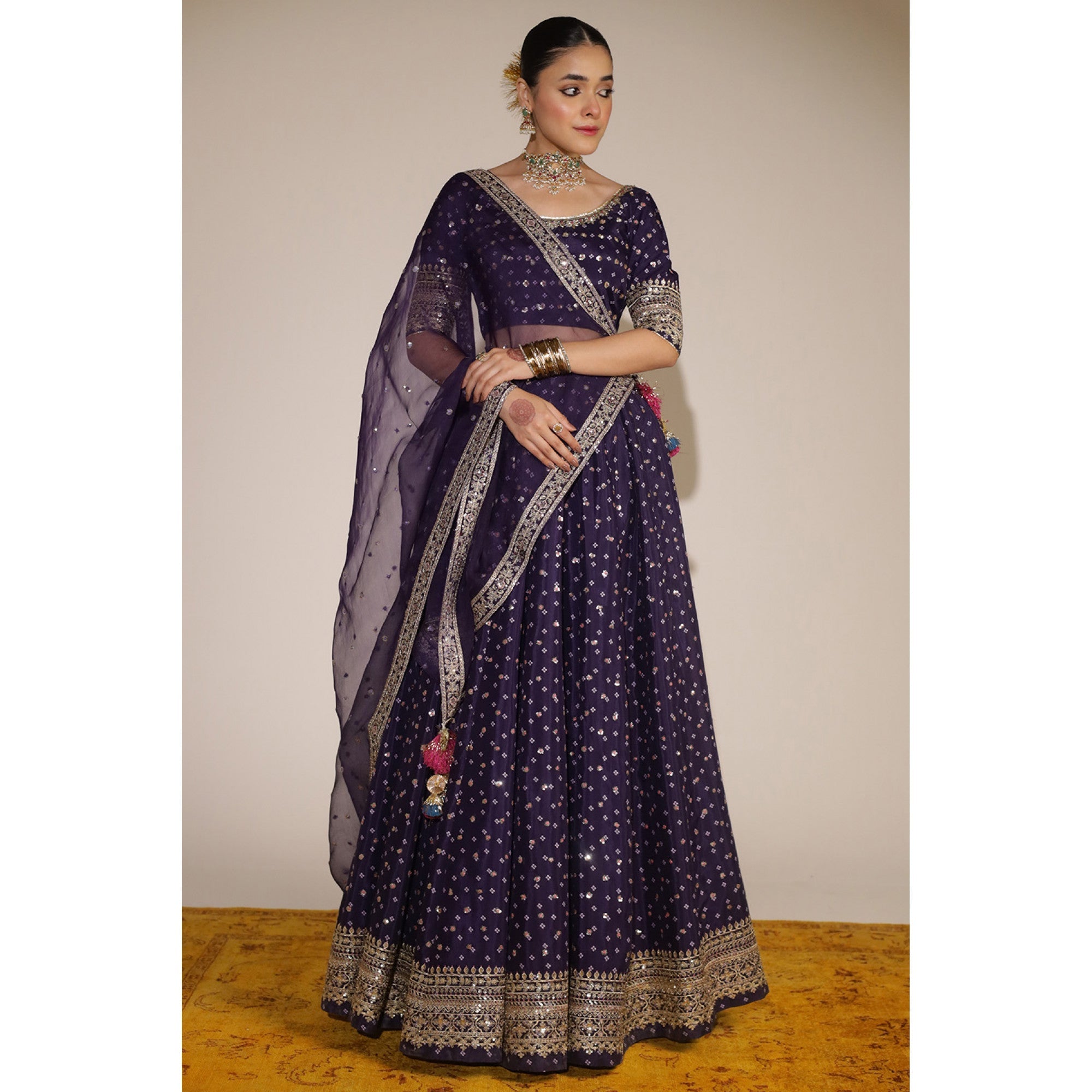 PURPLE LEHNGA CHOLI | SHEESHAM 24 / 25 DYOT