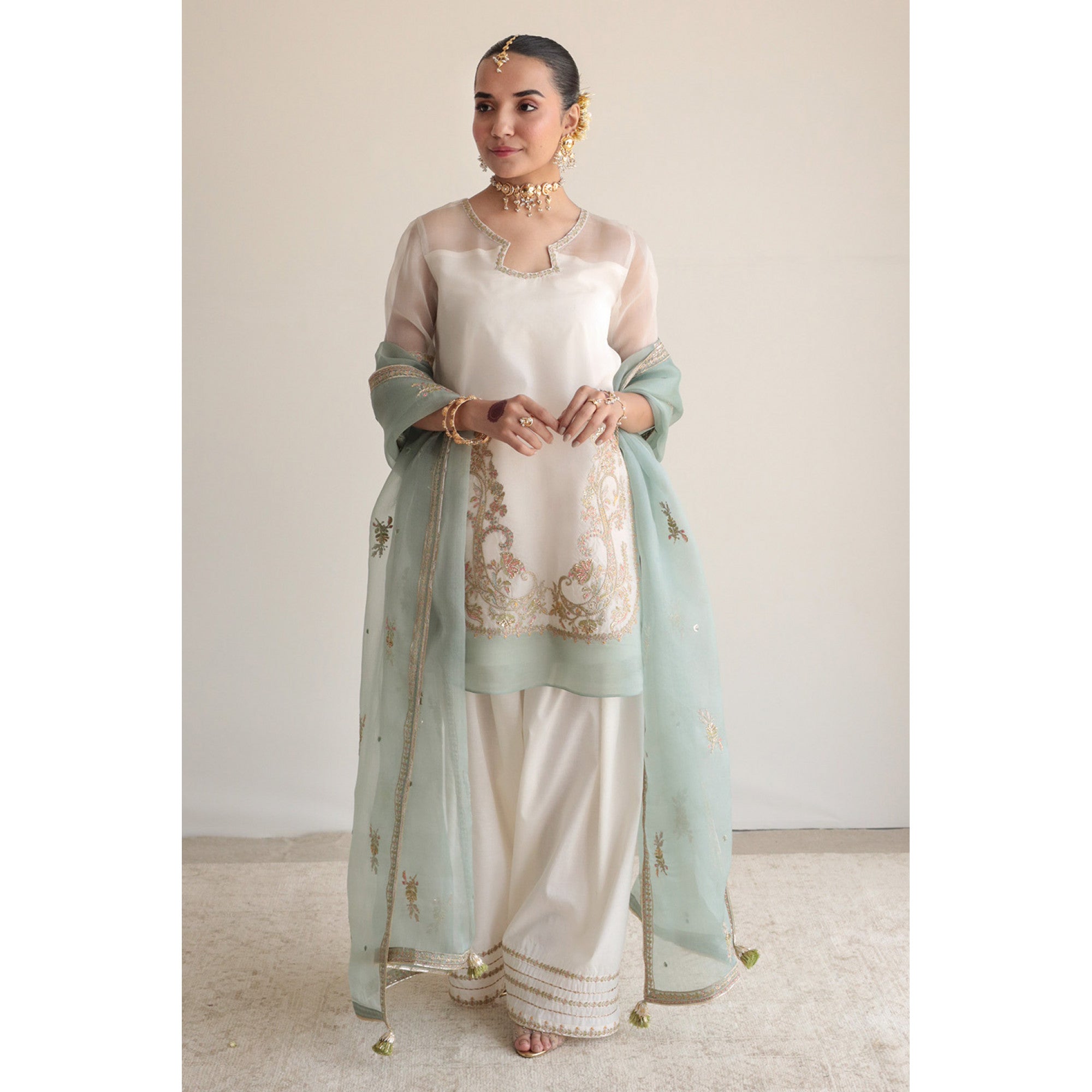 White & Aqua Outfit | Eid‘26 | DYOT
