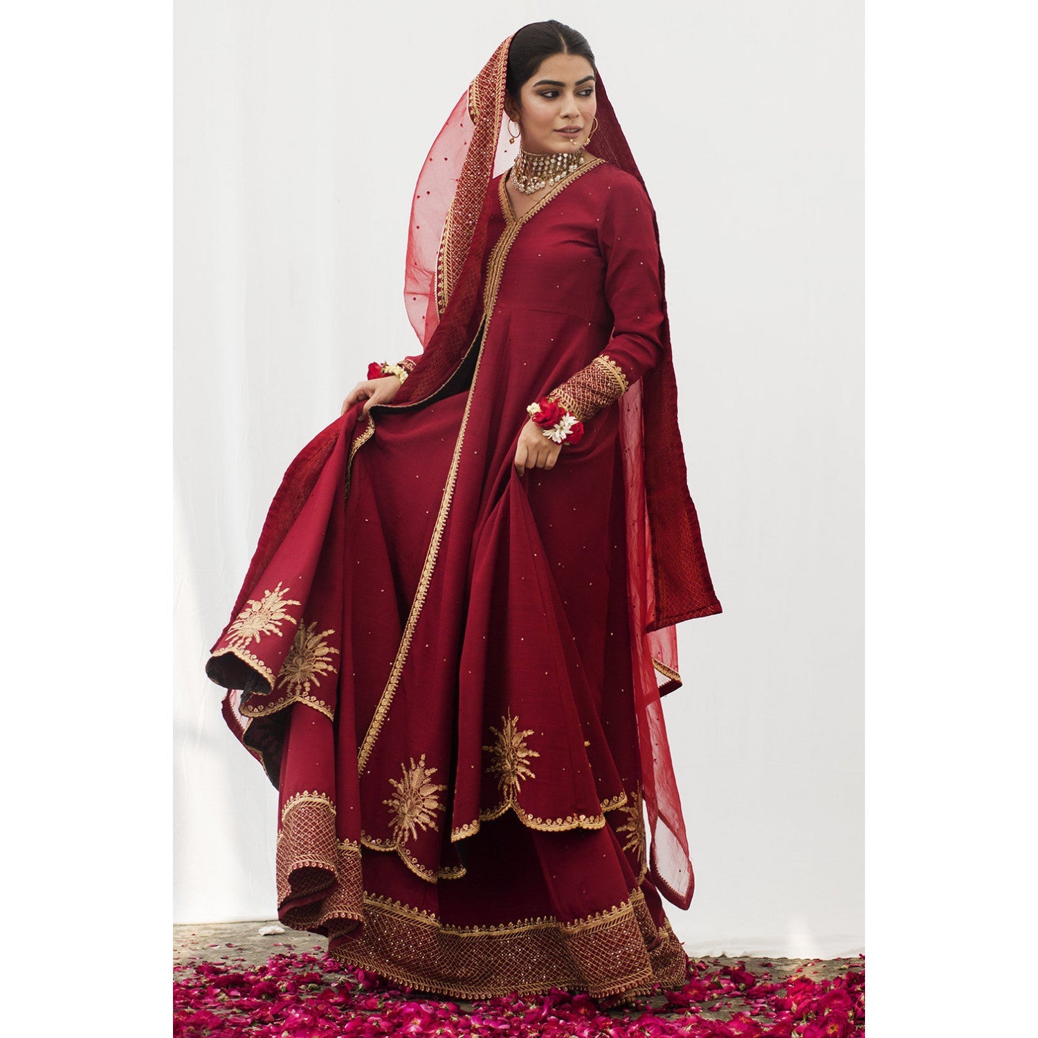 RED OPEN CUT ANARKALI OUTFIT
 | DYOT