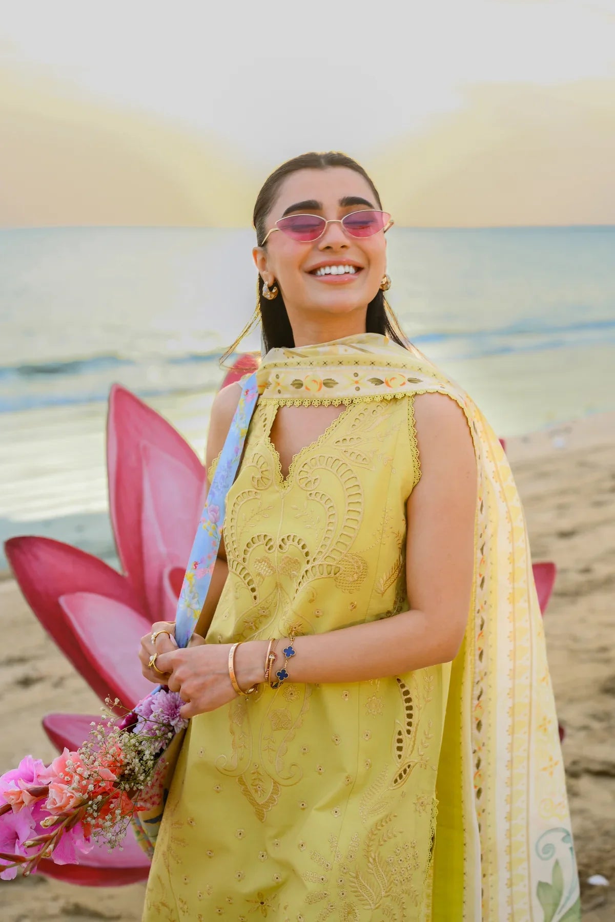 PASTEL LIME YELLOW LUXURY EMBROIDERED LUXURY LAWN SET (NEL-26607) LUXURY LAWN X EID 2026