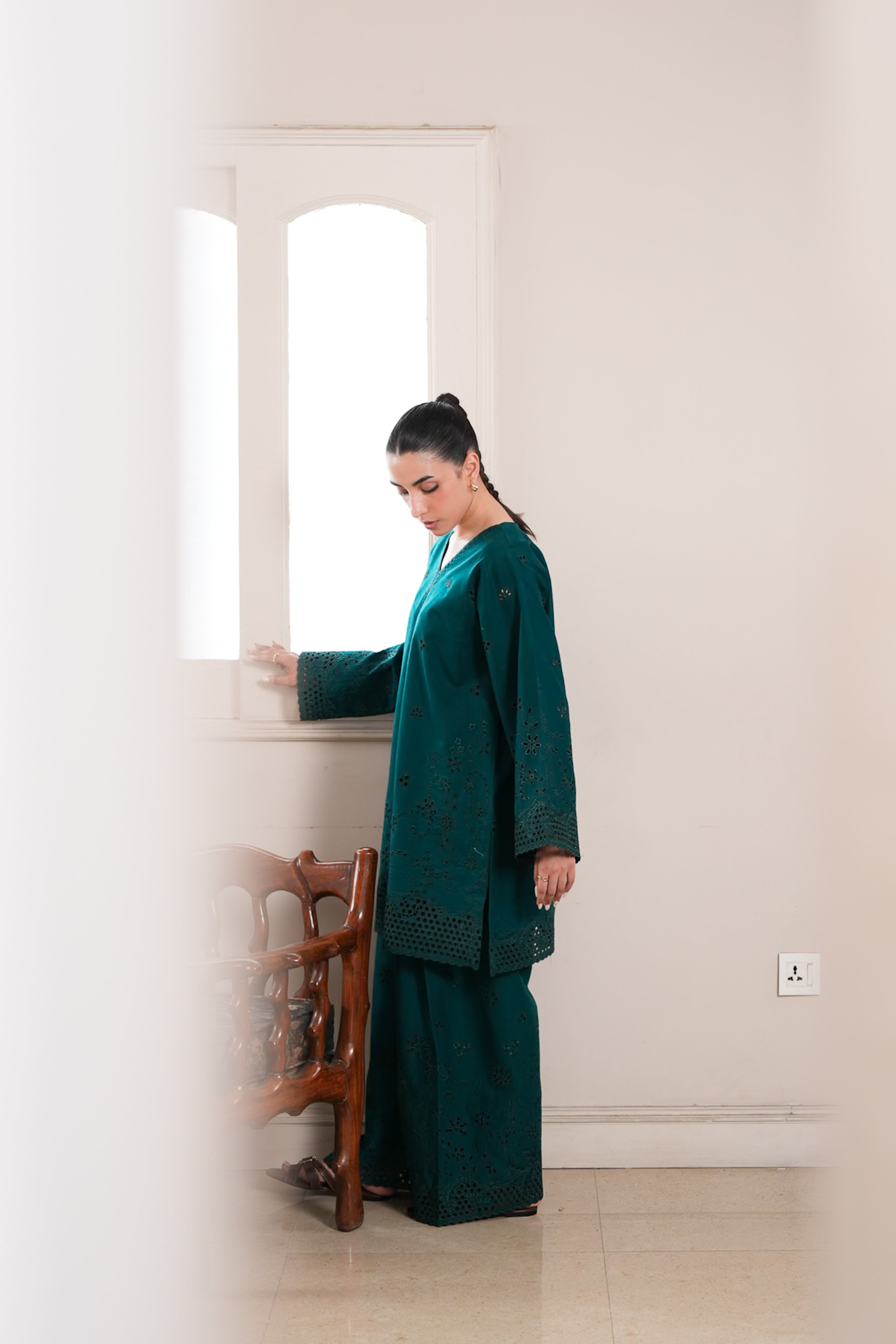 EMERALD CO-ORD LUXURY EMBROIDERED 2PCS SET (NPA2-26304)-READY TO WEAR STAYCATION 2026