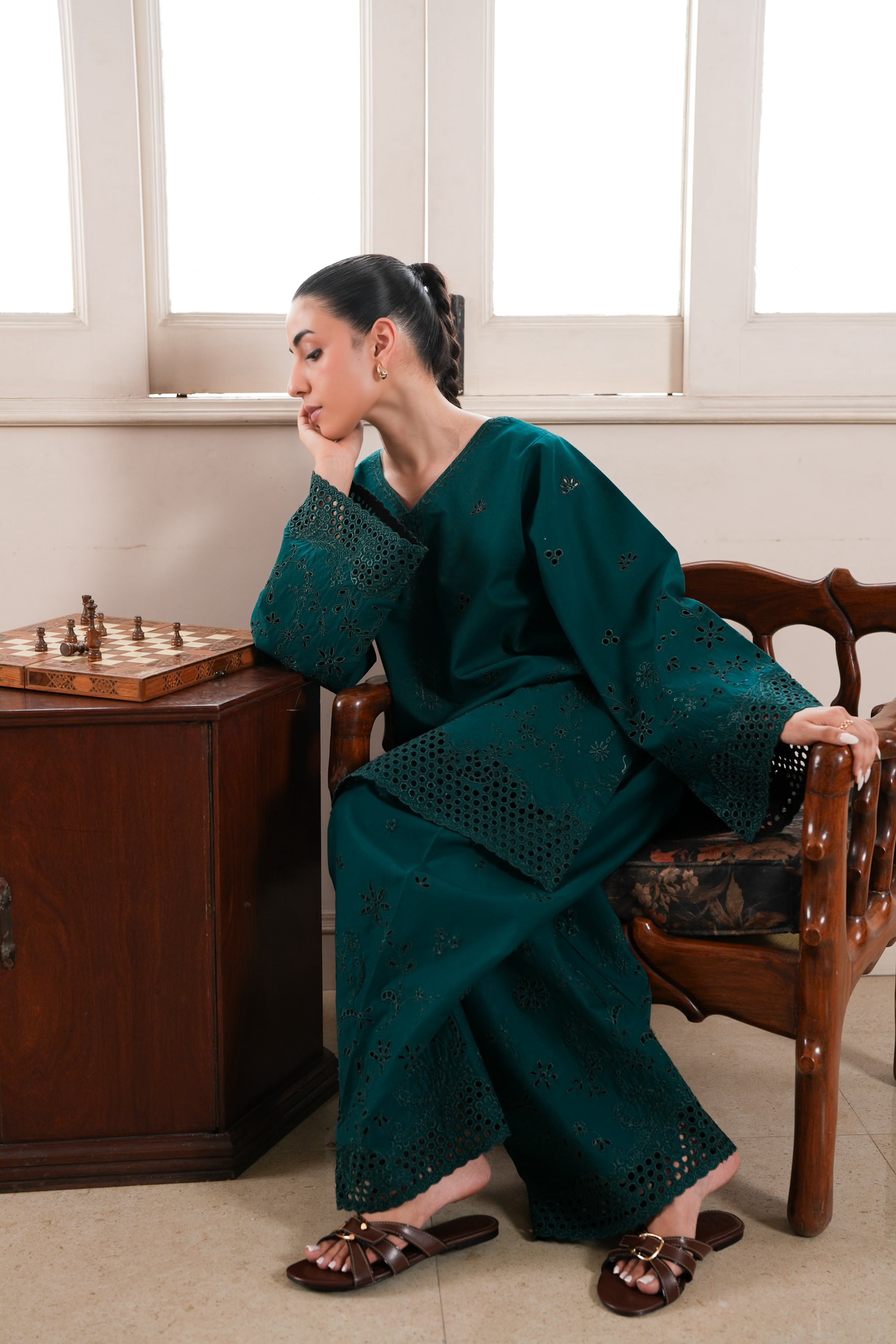 EMERALD CO-ORD LUXURY EMBROIDERED 2PCS SET (NPA2-26304)-READY TO WEAR STAYCATION 2026