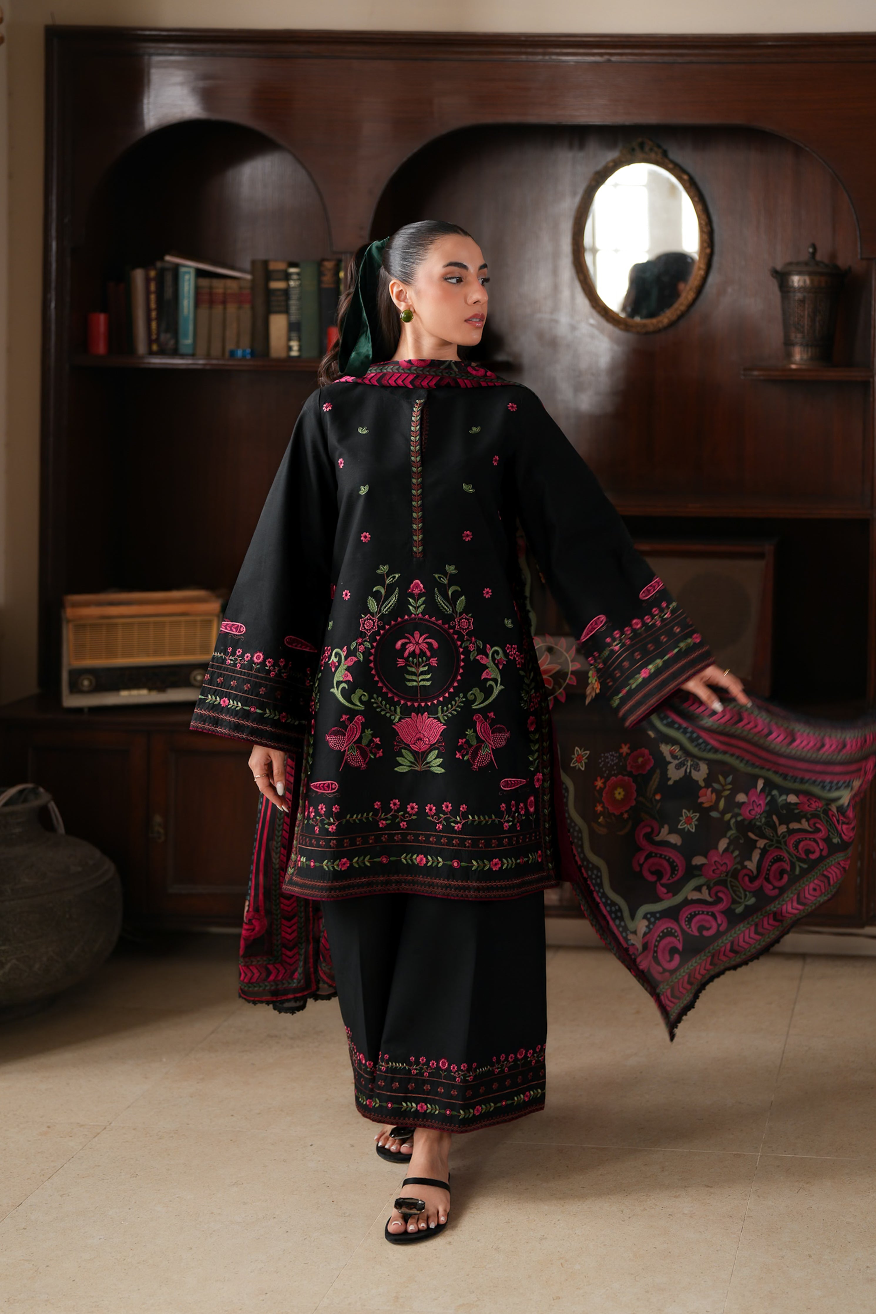 BLACK LUXURY EMBROIDERED LAWN 3PCS SET (NPA3-26437) - READY TO WEAR STAYCATION 2026