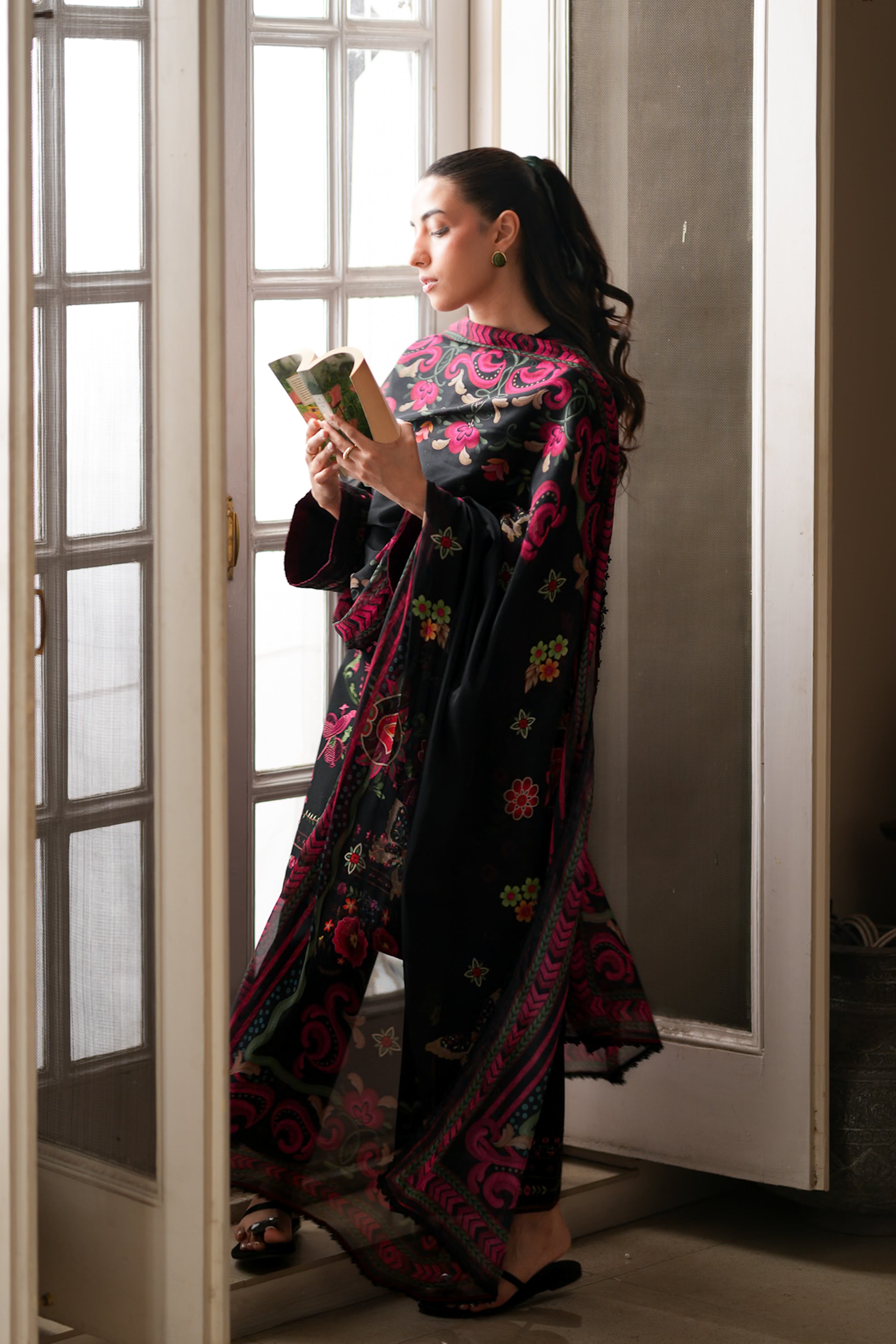 BLACK LUXURY EMBROIDERED LAWN 3PCS SET (NPA3-26437) - READY TO WEAR STAYCATION 2026