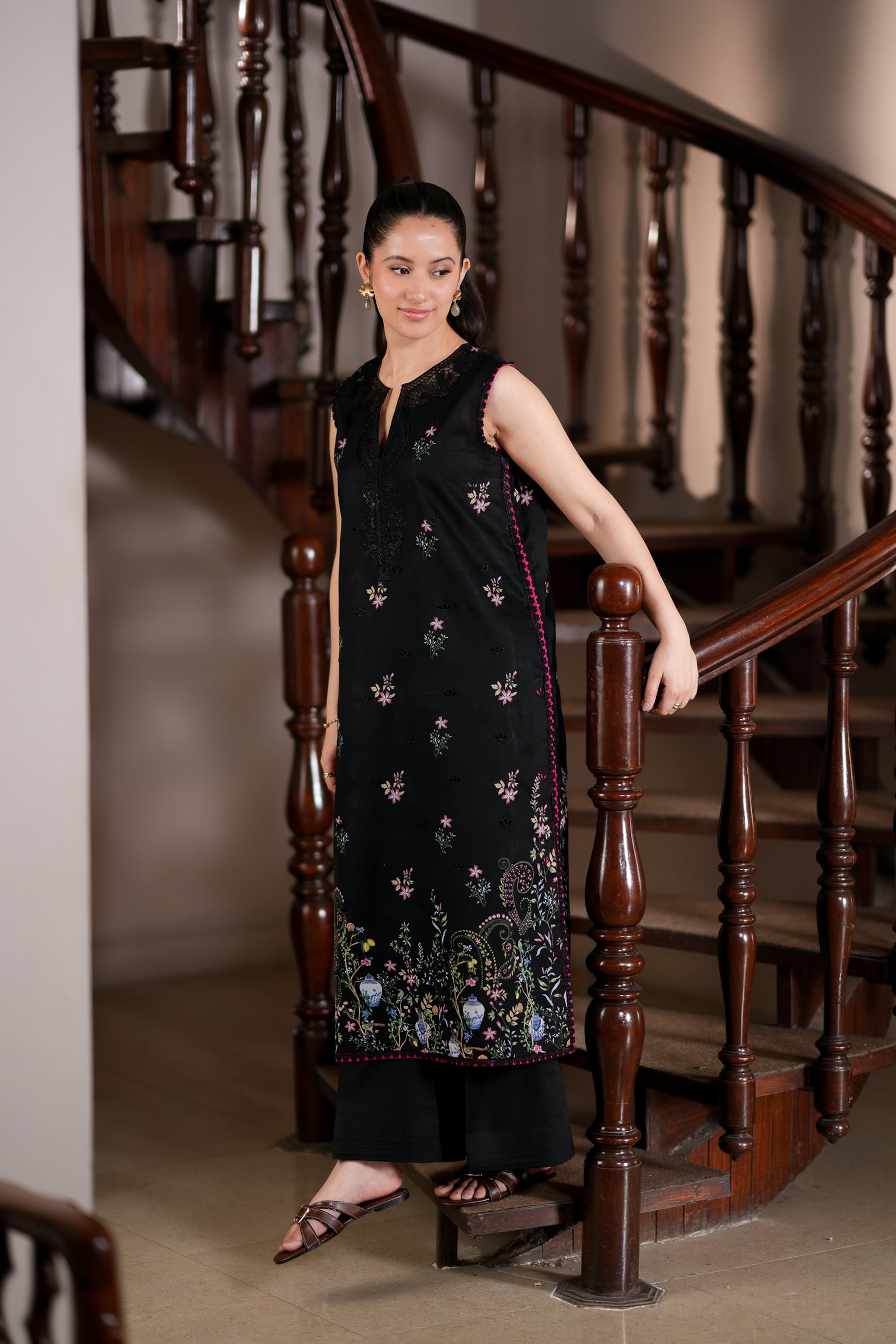 BLACK CO-ORD LUXURY PRINTED EMBROIDERED LAWN 2PCS SET(NPA2-26303)  - READY TO WEAR STAYCATION 2026