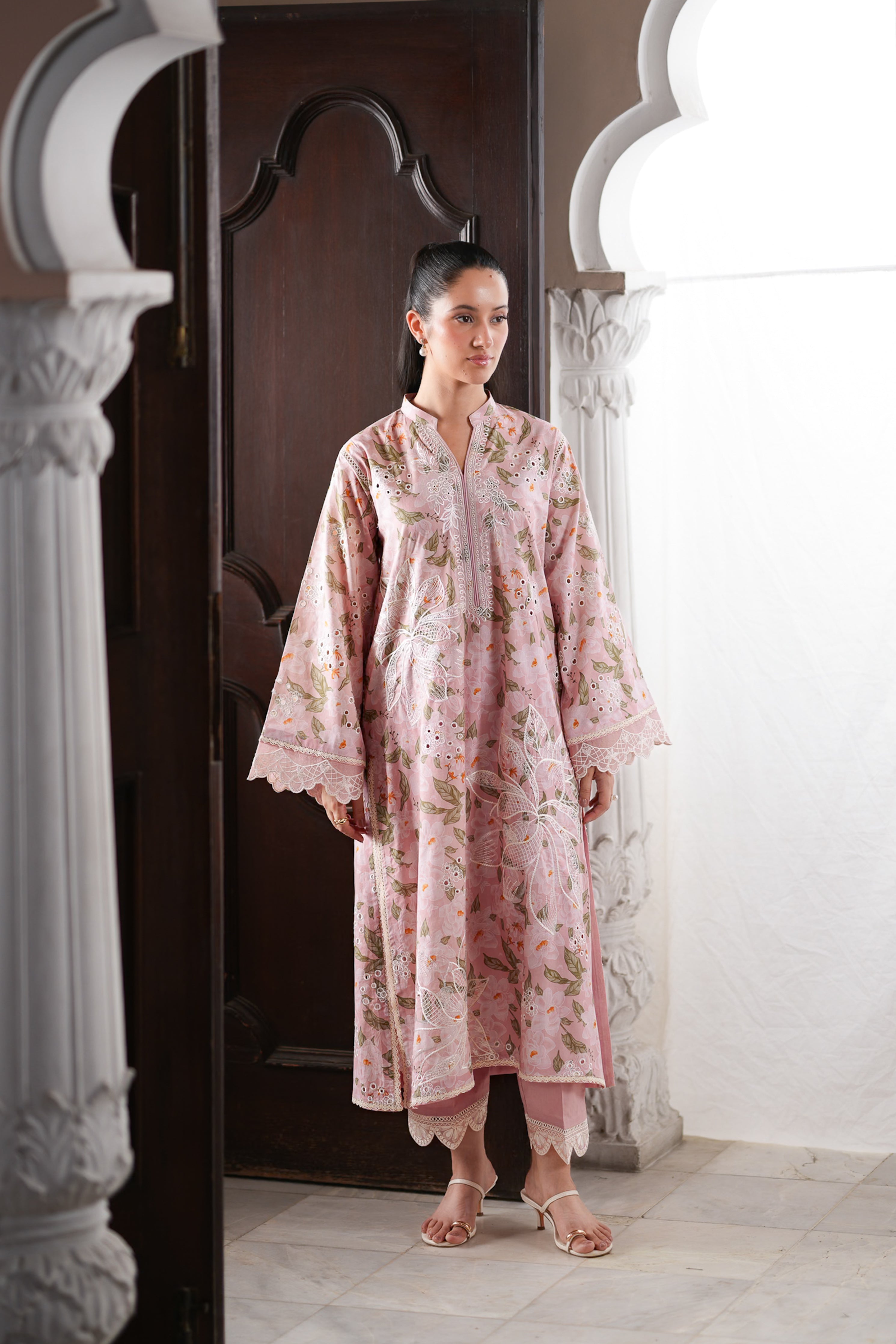 LIGHT PINK CO-ORD LUXURY PRINTED EMBROIDERED 2PCS SET (NPA2-26302) - READY TO WEAR STAYCATION 2026