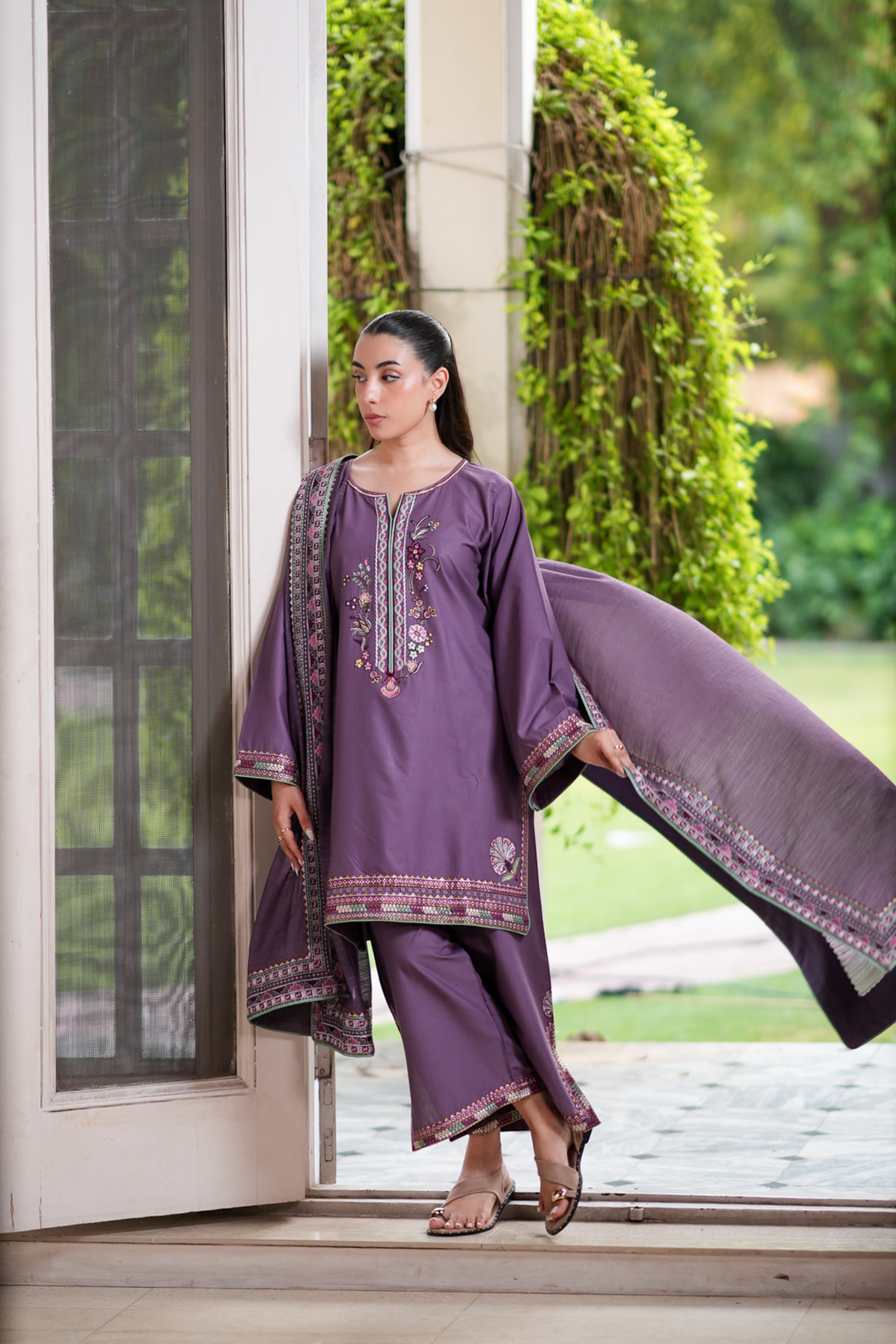 LAVENDER LUXURY EMBROIDERED LAWN 3PCS SET (NPA3-26439) - READY TO WEAR STAYCATION 2026