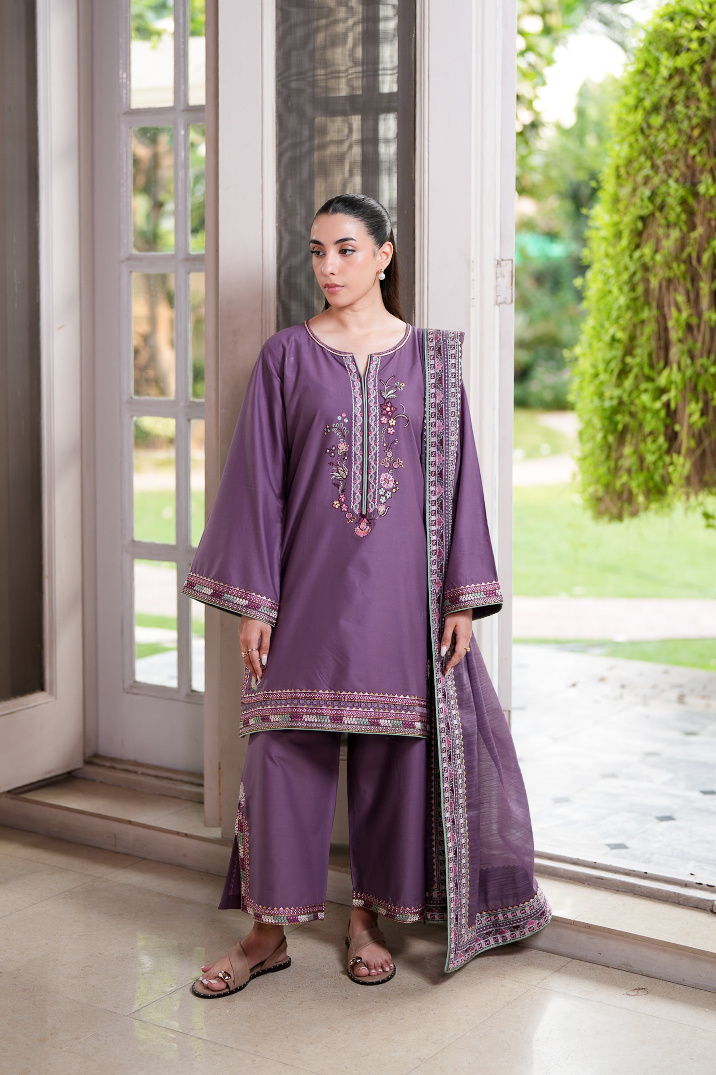 LAVENDER LUXURY EMBROIDERED LAWN 3PCS SET (NPA3-26439) - READY TO WEAR STAYCATION 2026